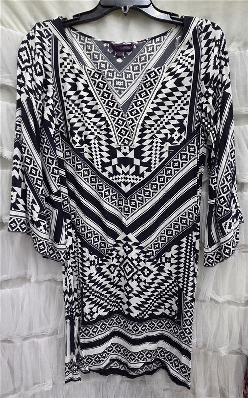 NWOT Hale Bob S Jersey Baroque Scarf Print Dress Aztec V Neck 133843