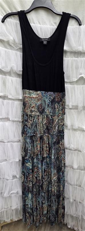 NWT Karen Kane S Tiered Crinkled Paisley Maxi Tank Dress 133845