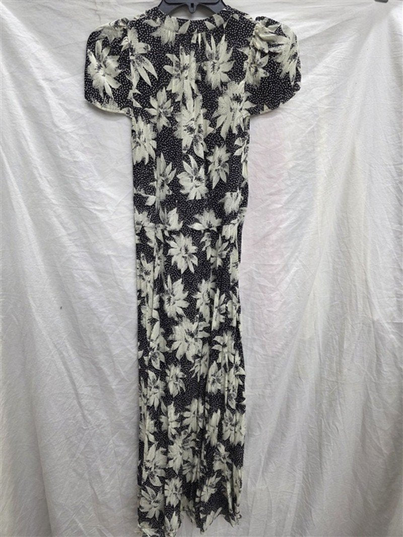 NWOT Whistles 8 USA Black Starburst Floral Print Dress Black White 133847