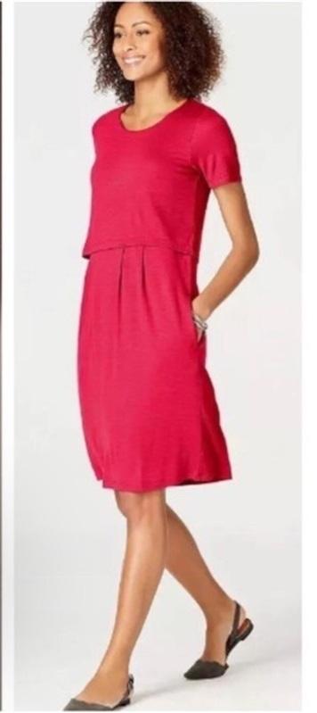 NWOTD J Jill Small Layered Button Back Blue Knee Length Dress 133850