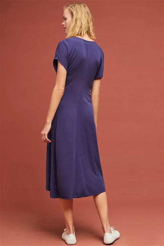 NWOT Michael Stars XS Tie-Waist Mock Wrap Dress Blue 133851