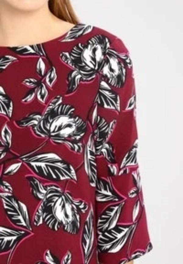 NWT Hobbs 8 USA Layla Leaf Print Dress Wine Black & Pink 133852