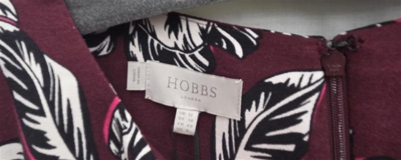NWT Hobbs 8 USA Layla Leaf Print Dress Wine Black & Pink 133852