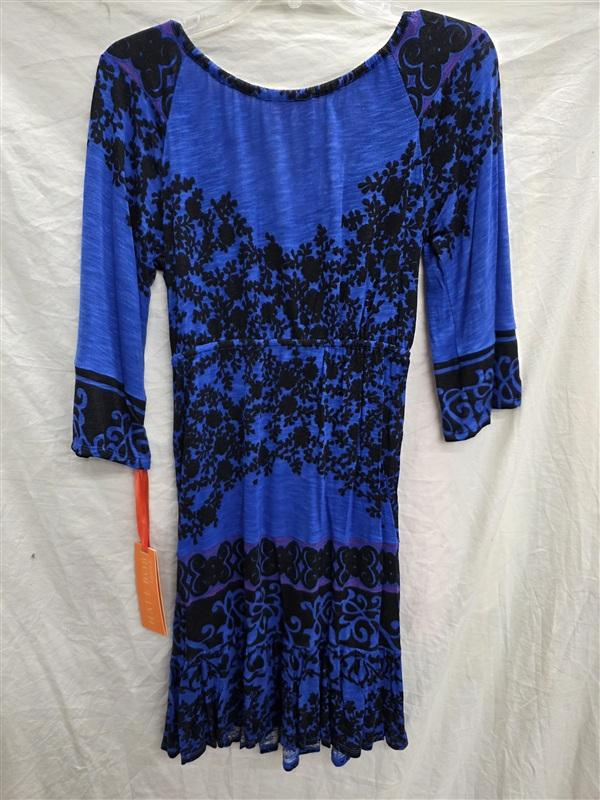 NWT Hale Bob S Floral Tie Front Dress Scoop Neck Blue Black 133854