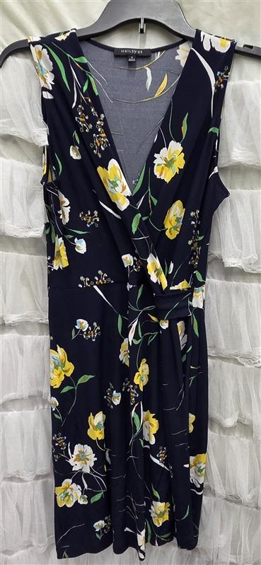 NWOT Hailey: 23 S Seanna Faux Wrap Knit Dress Blue Yellow Floral 133855