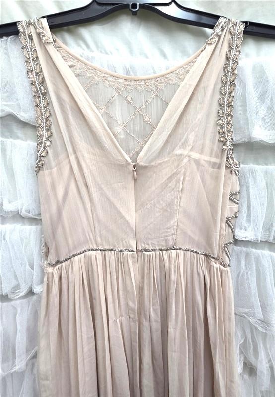 NWOTD Adrianna Papell 4 Anthropologie Blush Pink Beaded Evening Gown 133859