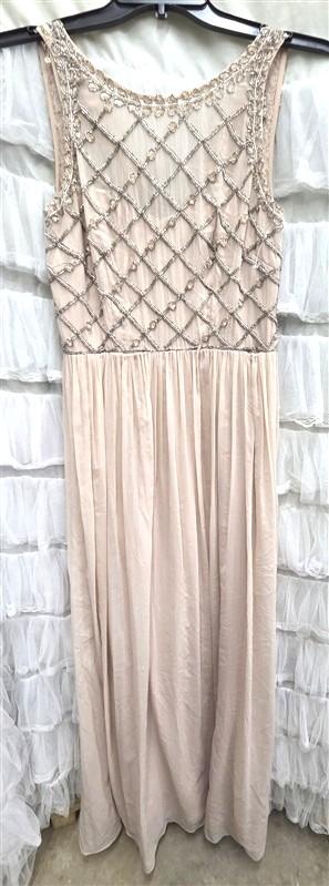 NWOTD Adrianna Papell 4 Anthropologie Blush Pink Beaded Evening Gown 133859