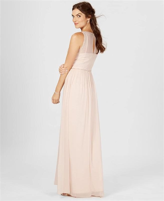 NWOTD Adrianna Papell 4 Anthropologie Blush Pink Beaded Evening Gown 133859