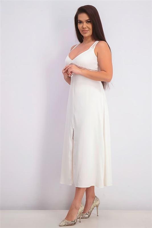 NWT Danielle Bernstein 8 Lace Inset Ivory Lingerie Long Dress 133862