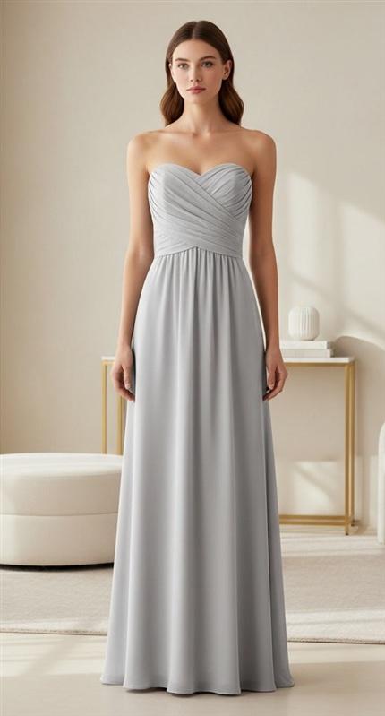 NWOT Lulus S Long Chiffon Overlay Gray Evening Gown 133865