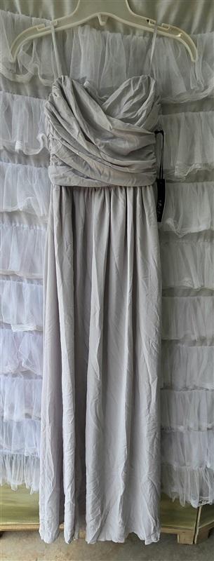 NWOT Lulus S Long Chiffon Overlay Gray Evening Gown 133865