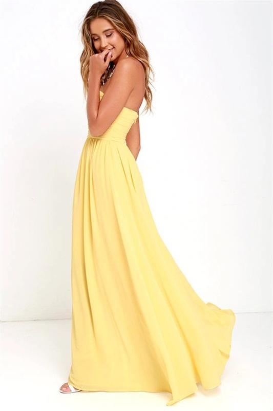 NWT Lulus M Moonlight Serenade Long Chiffon Overlay Yellow Evening Gown 133870