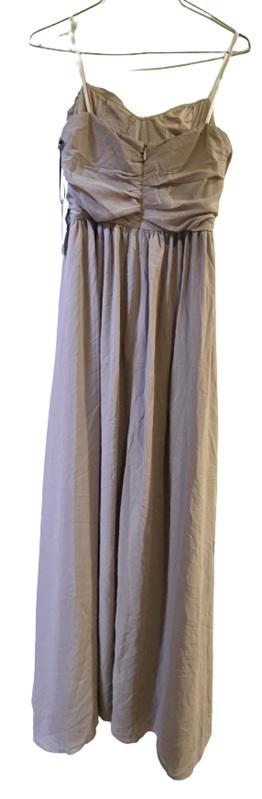 NWT Lulus S Moonlight Serenade Long Chiffon Overlay Taupe Evening Gown 133872