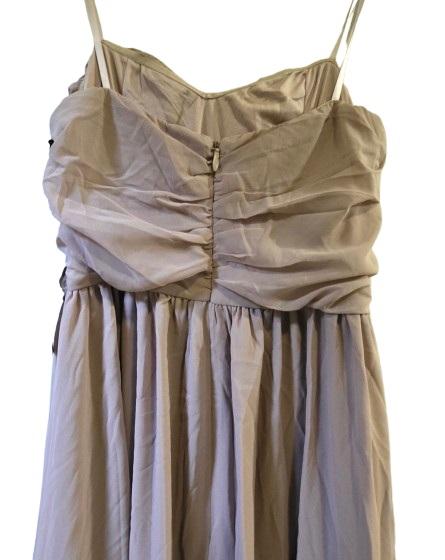 NWT Lulus S Moonlight Serenade Long Chiffon Overlay Taupe Evening Gown 133872