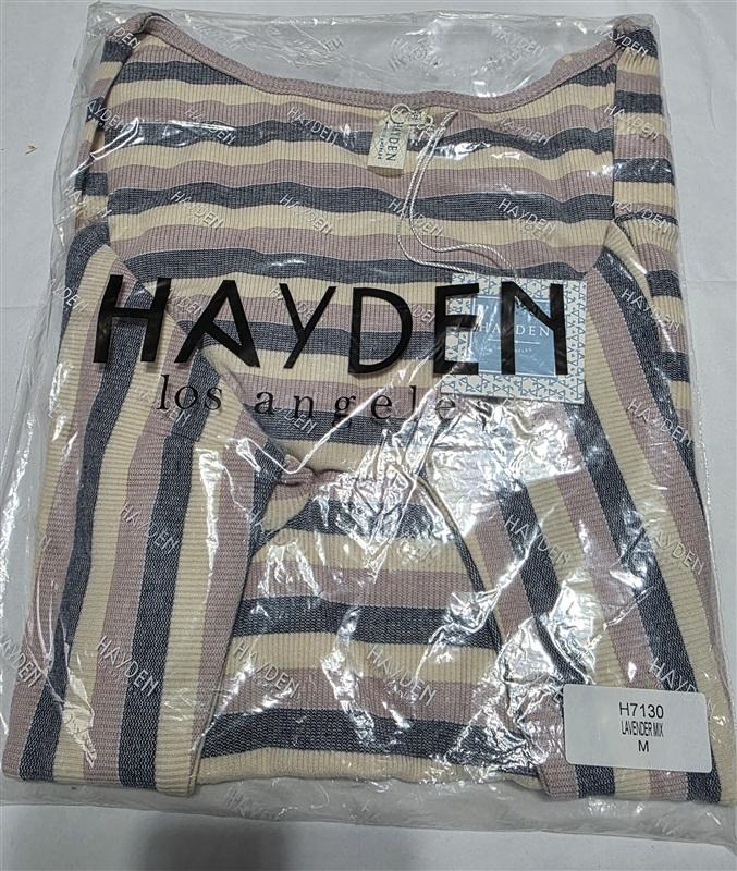 NWT Hayden M Bow Front Striped T-Shirt Top 133899