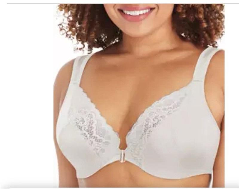 NWOT Playtex 42D Front-close No-poke Underwire Bra 4423 Cooling White 133901