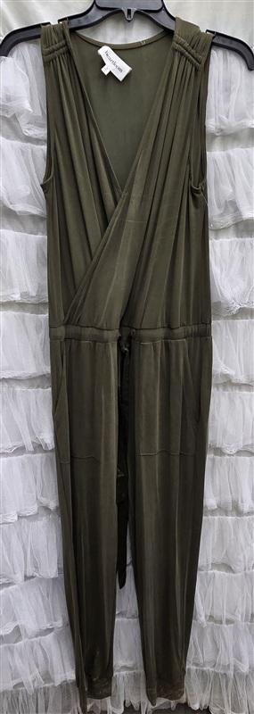 NWT Heartloom S Surplice Drawstring Knit Jumper Jumpsuit Olive Green 133909