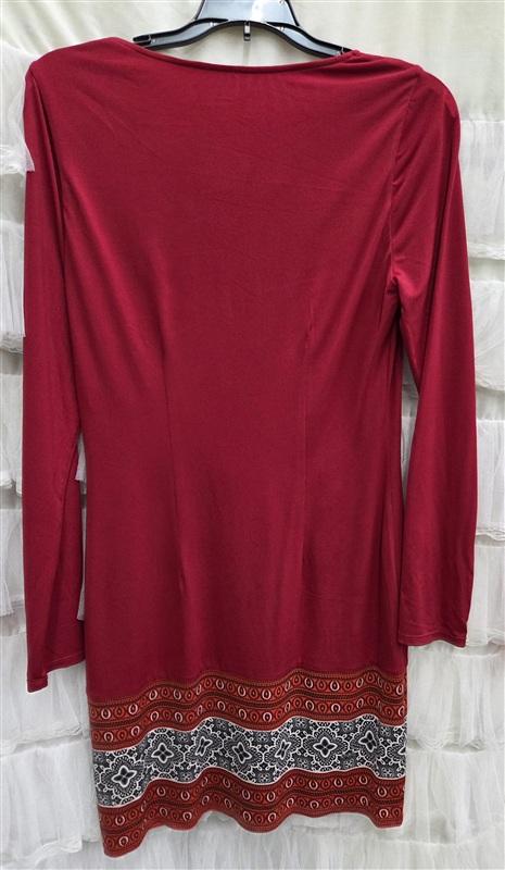 NWOT Hale Bob S Jersey Dress Red Black V Neck Sample 133912