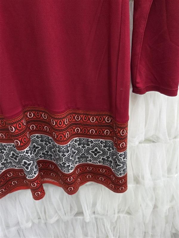 NWOT Hale Bob S Jersey Dress Red Black V Neck Sample 133912
