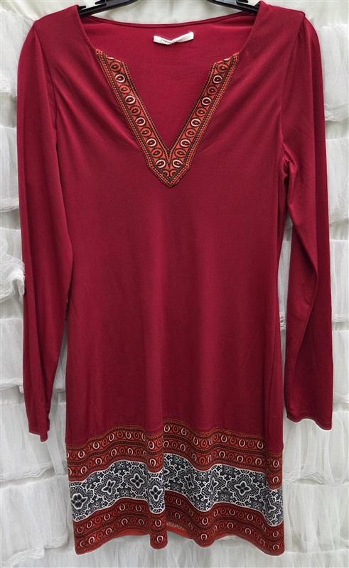NWOT Hale Bob S Jersey Dress Red Black V Neck Sample 133912