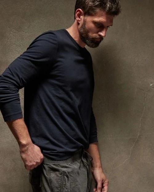 NWOTD Standard James Perse 5 Long Sleeve Round Neck T Shirt Dk Gray 133913