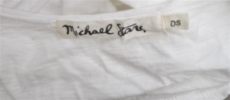 NWOT Michael Stars OS Roll Scoop Neck White T Shirt 133916