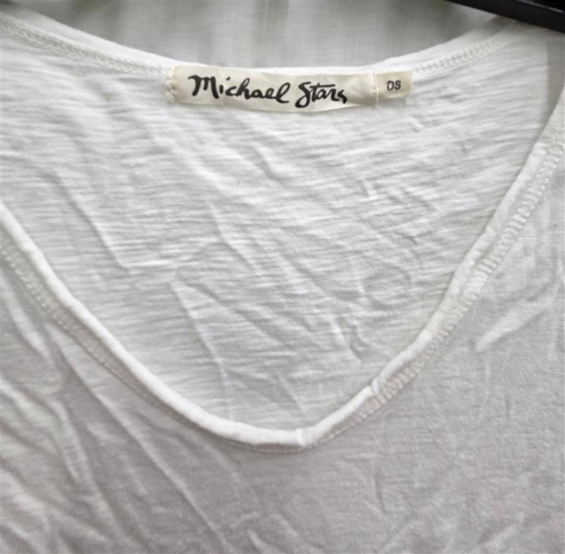 NWOT Michael Stars OS Roll Scoop Neck White T Shirt 133916