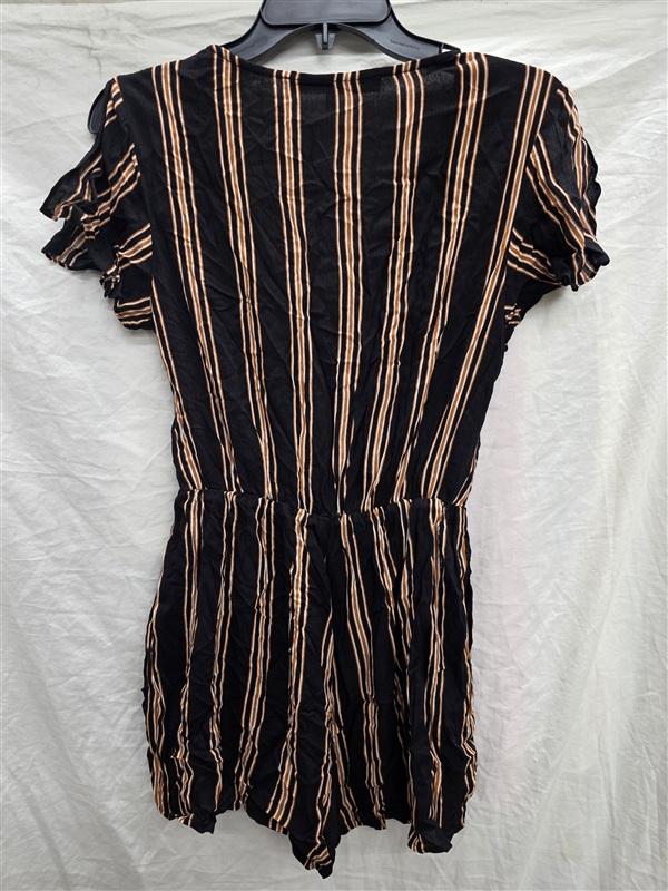 NWOT Hyfve S Striped Surplice Tie Faux Wrap Front Romper Playsuit Black 133918