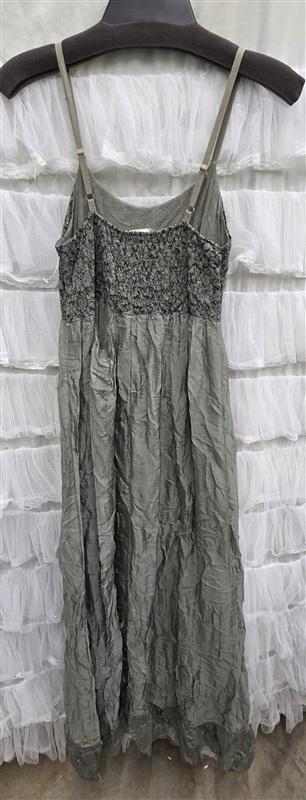 NWOT Belle France L Green Lace Bead Sequin Silk Sundress 133919