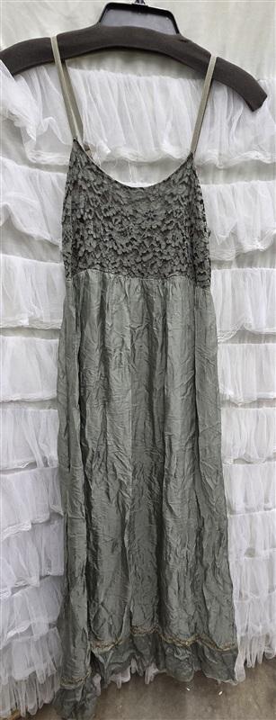 NWOT Belle France L Green Lace Bead Sequin Silk Sundress 133919