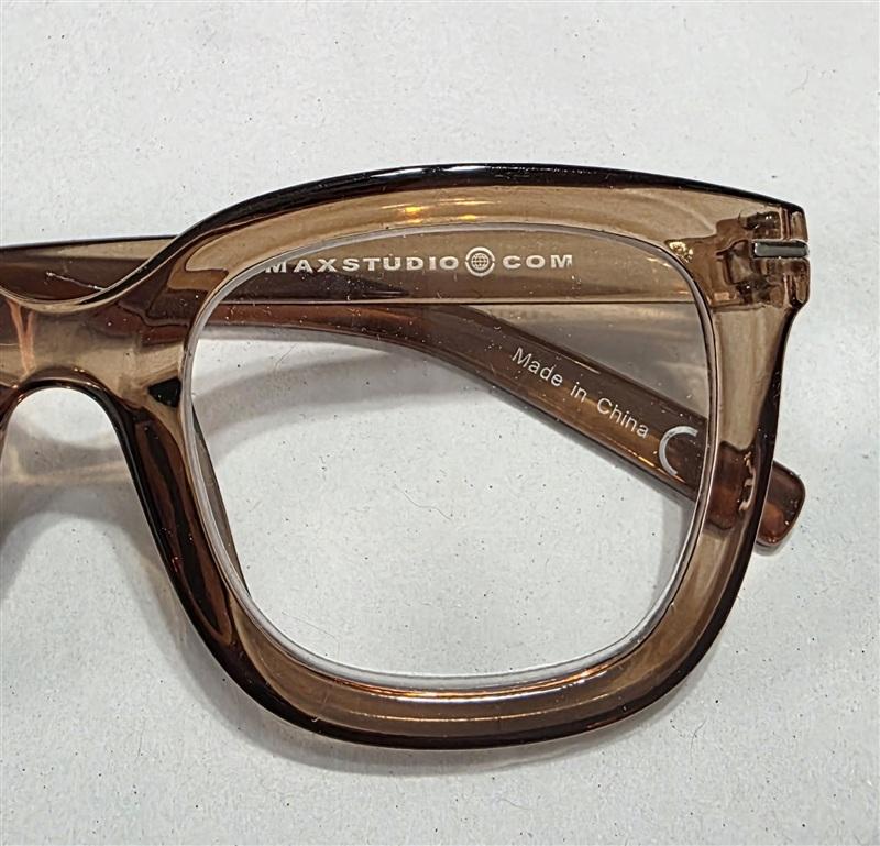 NWT Max Studio Sheer Beige 1.5 Square Thick Reading Nerd Glasses 133924