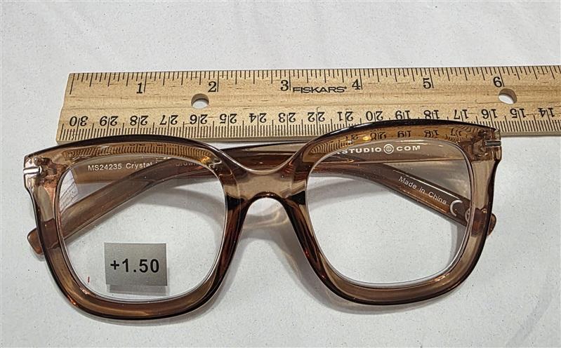 NWT Max Studio Sheer Beige 1.5 Square Thick Reading Nerd Glasses 133924