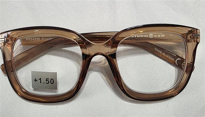 NWT Max Studio Sheer Beige 1.5 Square Thick Reading Nerd Glasses 133924