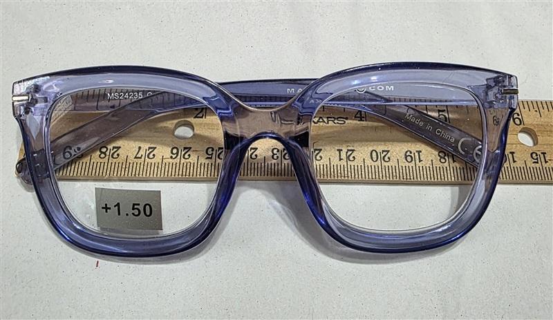 NWT Max Studio Sheer Blue 1.5 Square Thick Reading Nerd Glasses 133925