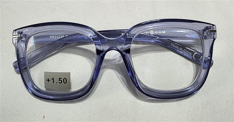 NWT Max Studio Sheer Blue 1.5 Square Thick Reading Nerd Glasses 133925