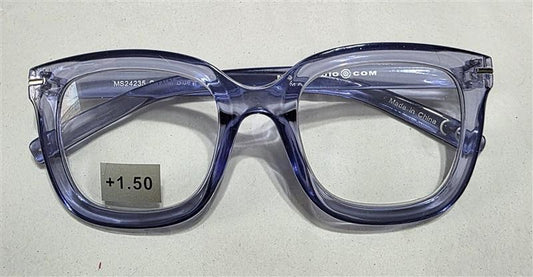 NWT Max Studio Sheer Blue 1.5 Square Thick Reading Nerd Glasses 133925