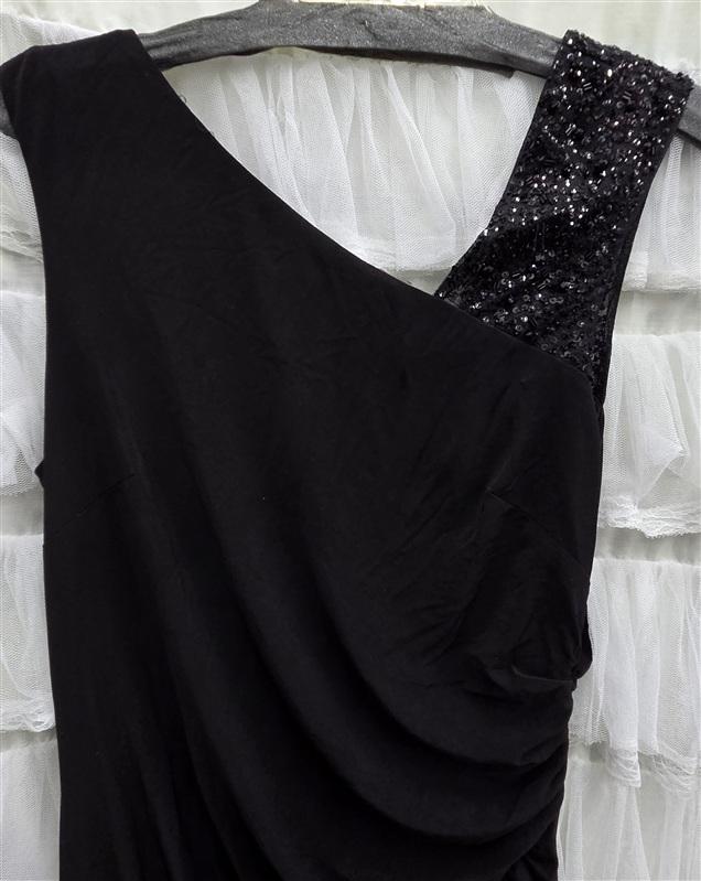 NWTD Adrianna Papell 14 Anthropologie Black Beaded Evening Gown 133930