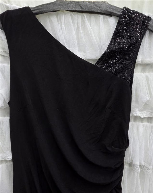 NWTD Adrianna Papell 14 Anthropologie Black Beaded Evening Gown 133930