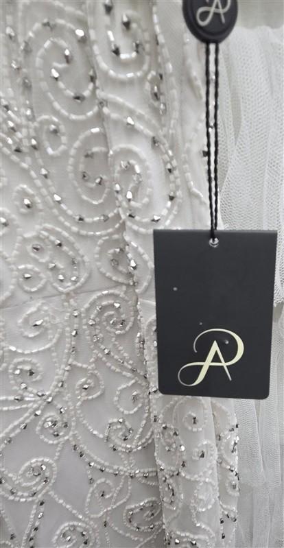 NWTD Adrianna Papell 6 Anthropologie Hi Neck White Silver Bead Mini Dress 133931