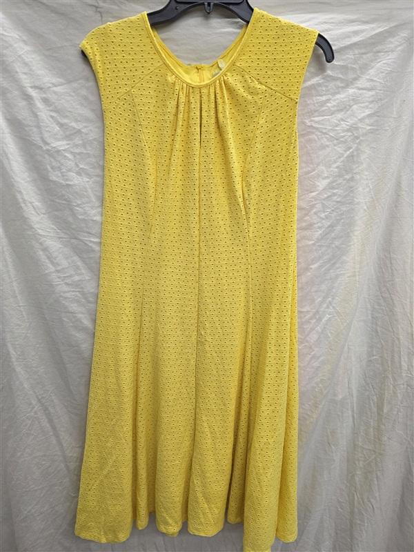 NWOT London Times 12 Yellow Eyelet Fit & Flare Mini Dress 133932