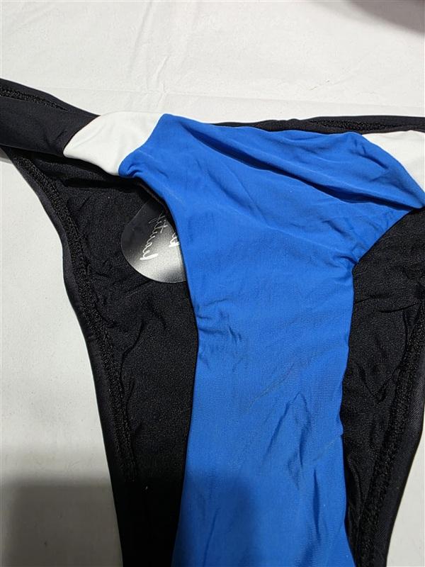 NWT Pilyq Cobalt Blue Colorblock M Cheeky Bikini Swim Bottoms #96351