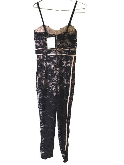 NWT Blithe M Lace Nude Bodysuit Bustier Black Sheer Jumpsuit 133945