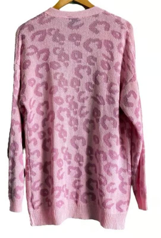 NWT Hayden 2X 3X Time for Love Leopard Pocket Cardigan Sweater Pink 133947