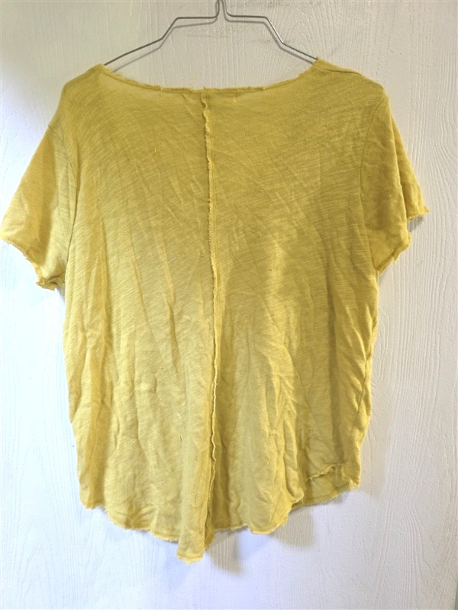 NWOT Project Social T Small Yellow V Neck Raw Hem T Shirt 133949