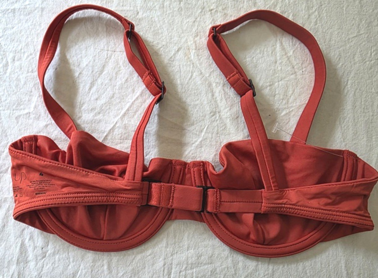 NWOT CUUP 4 OR 34B 36A Balconette Underwire Orange Bikini Swim Top 133954