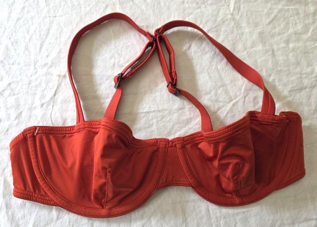 NWOT CUUP 4 OR 34B 36A Balconette Underwire Orange Bikini Swim Top 133954