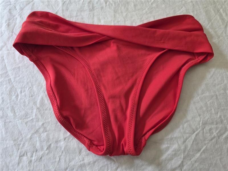 NWT Robin Piccone Ava S Twist Fiery Red Solid Full Bikini Swim Bottom 133960