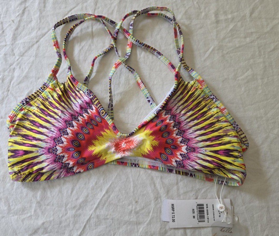 NWT Pilyq Sunbeam Tribal M Ruched Scoop Utopia Bikini Swim Top 133964