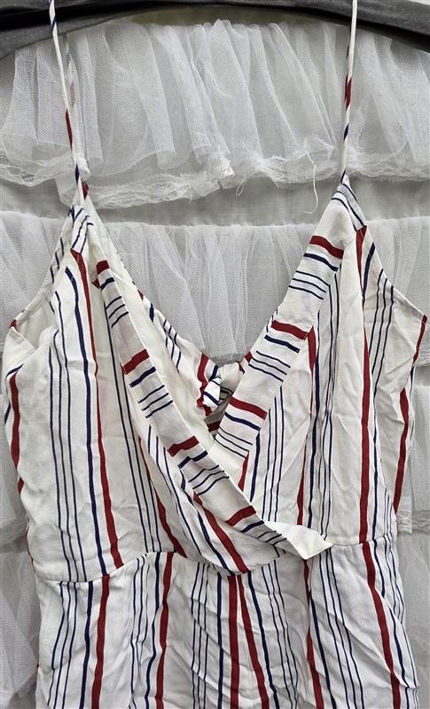 NWT Tula Rosa L Amelia Romper Stripe V Neck Bow Shorts Romper 133970