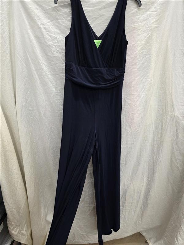 NWOT Pappagallo M Deep V Neckline Navy Blue Jersey Knit jumpsuit 133973